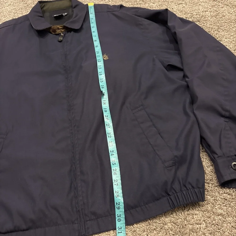 Nautica Harrington Jacket Men 2XL Blue Full Zip Plaid Lined Loop Collar Bomber